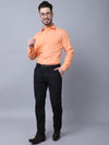 Cantabil Men Orange Cotton Blend Solid Full Sleeves Regular Fit Formal Shirt with Pocket (7053803192459)