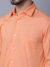 Cantabil Men Orange Cotton Blend Solid Full Sleeves Regular Fit Formal Shirt with Pocket (7053803192459)