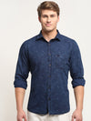 Cantabil Men Cotton Printed Navy Blue Full Sleeve Casual Shirt for Men with Pocket (6718251368587)