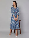 Cantabil Women Blue Print Dress (7031703699595)