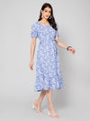 Cantabil Women Blue Print Dress (7055703834763)