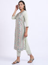 Cantabil Women's Sea Green Printed Kurti Plazzo Set (6854303875211)