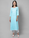 Cantabil Women Turquoise Kurti Plazzo Set (7033541165195)