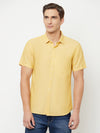 Cantabil Men Cotton Blend Mustard Solid Half Sleeve Casual Shirt for Men with Pocket (6816141508747)