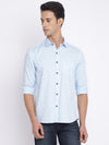 Cantabil Cotton Printed Sky Blue Full Sleeve Casual Shirt for Men with Pocket (7049596338315)