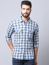 Cantabil Cotton Checkered White Full Sleeve Casual Shirt for Men with Pocket (7002652409995)