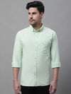 Cantabil Cotton Self Design Light Green Full Sleeve Casual Shirt for Men with Pocket (7082121298059)