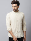 Cantabil Cotton Solid Beige Full Sleeve Casual Shirt for Men with Pocket (7048403845259)