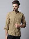 Cantabil Cotton Solid Brown Full Sleeve Casual Shirt for Men with Pocket (7048407580811)