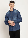 Cantabil Cotton Solid Blue Full Sleeve Casual Shirt for Men with Pocket (6830261928075)