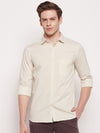 Cantabil Cotton Solid Cream Full Sleeve Casual Shirt for Men with Pocket (7057392009355)