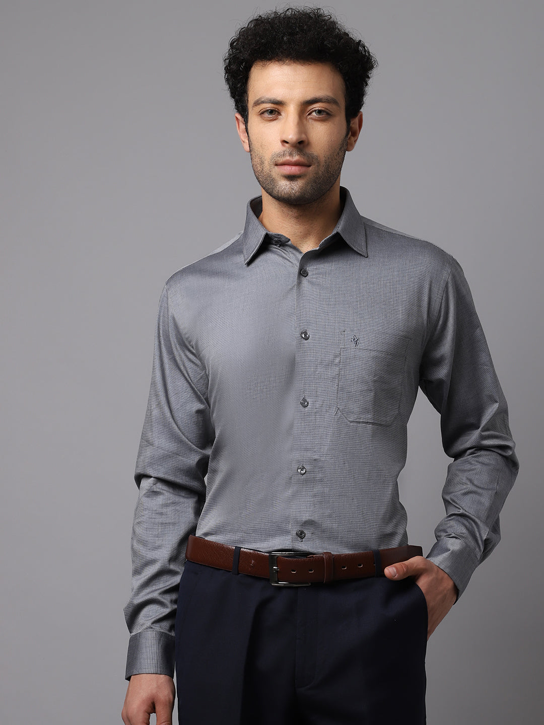 Cantabil Mens Dark Grey Shirt