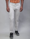 Cantabil Men Off White Cotton Blend Solid Regular Fit Casual Trouser (7113933553803)