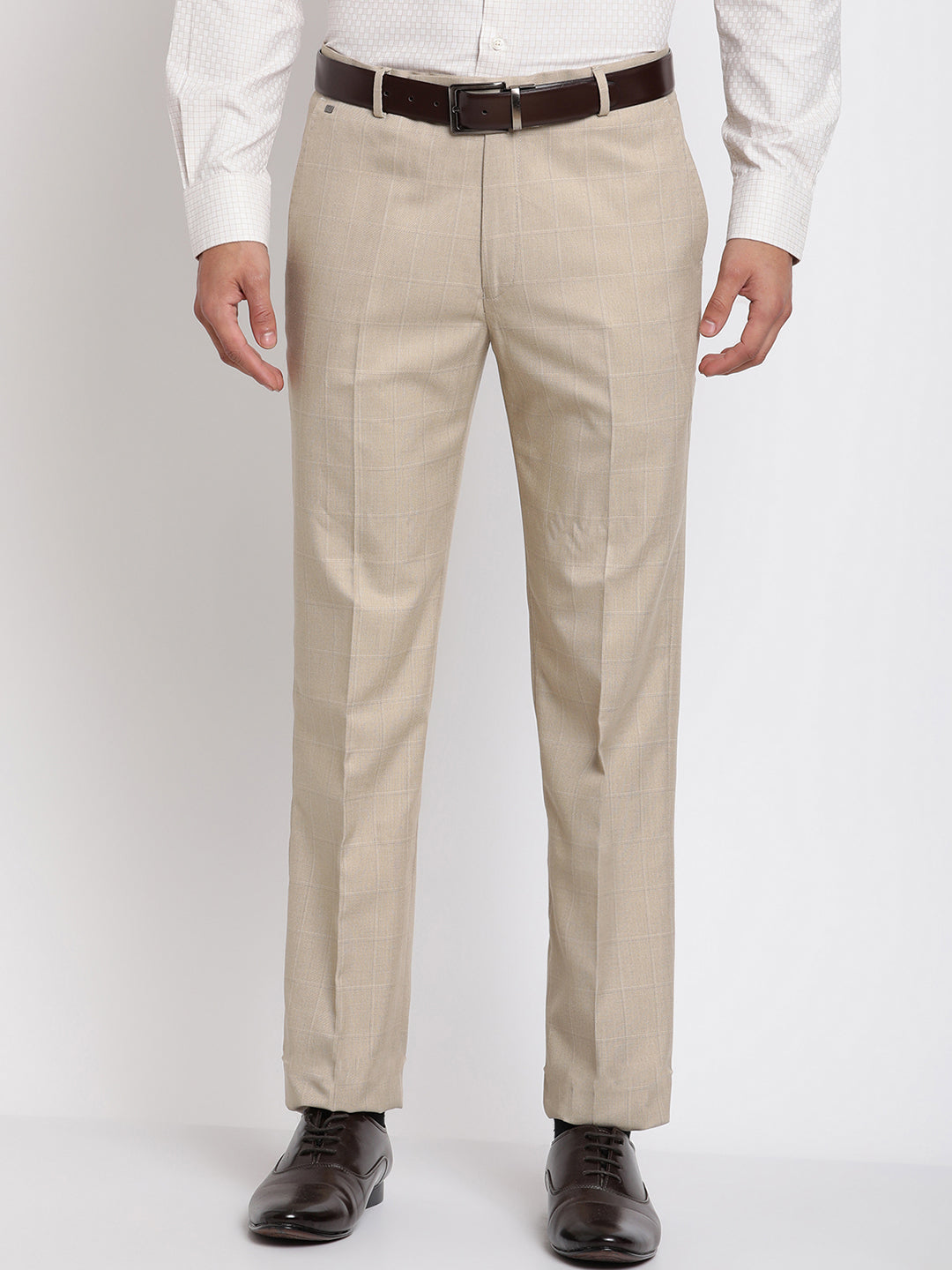 Cantabil Men's Fawn Formal Trousers