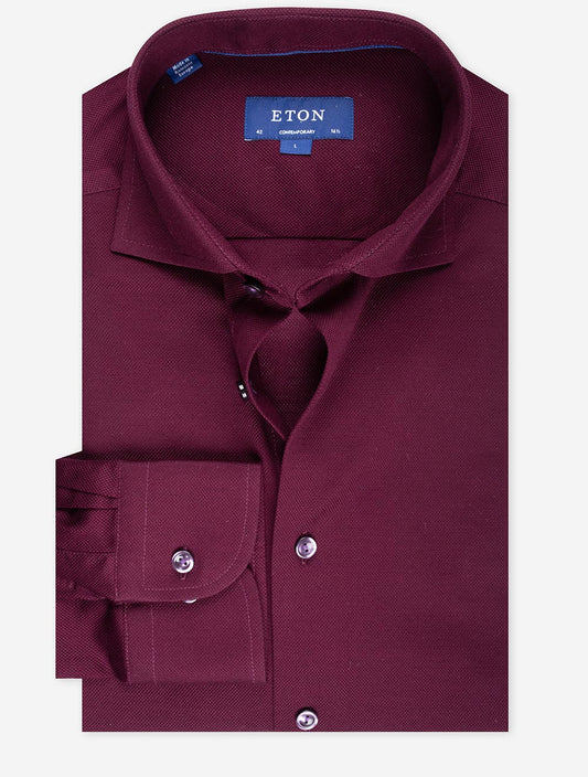 Eton Men's Contemporary Fit Piqué Polo Shirt - Pink Red - Size Small