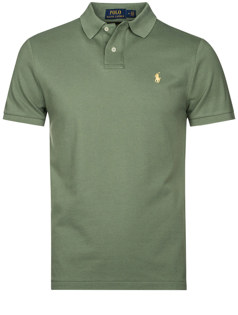 RALPH LAUREN Mesh Polo Shirt Olive Green