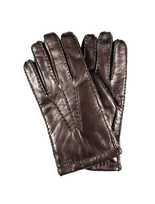 Hestra Brown Sheep-lined Leather Gloves