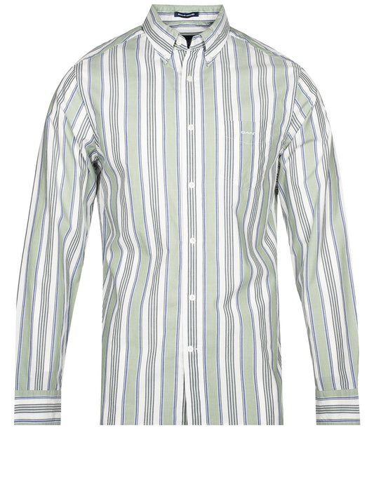 Gant Gant Regular Fit Multistripe Oxford Shirt  Kalamata Green