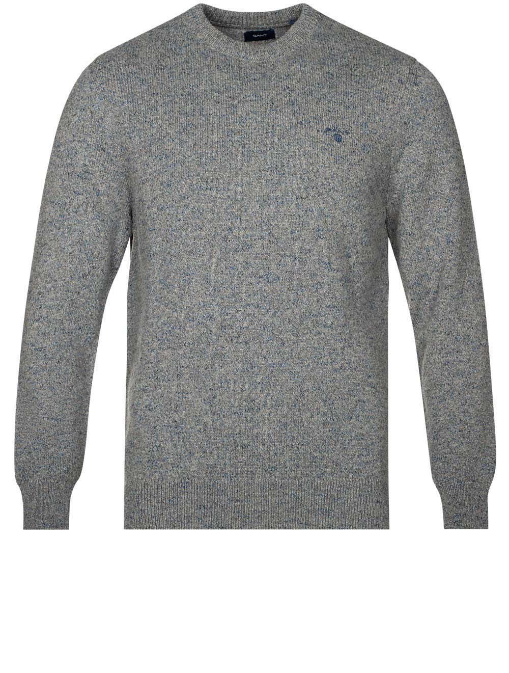 GANT Neps Melange Crew Neck Sweater Dark Grey Melange