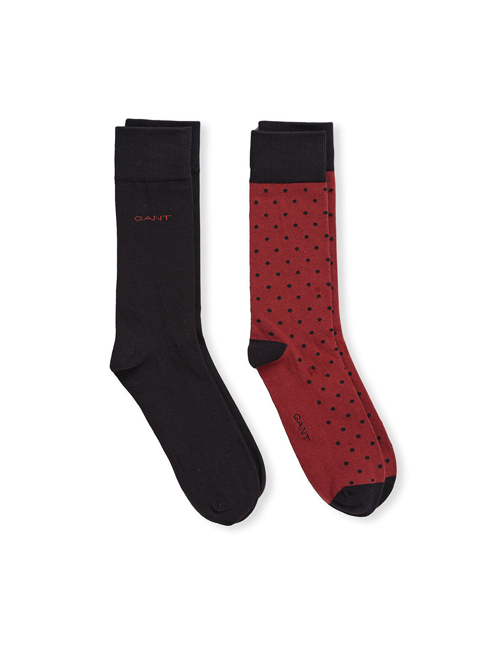 GANT Solid & Dot Socks 2 Pack-Burgundy