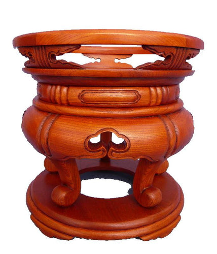 木製仏具/丸型磬子（けいす）台1.0尺欅木材スリ漆 (受注生産）-