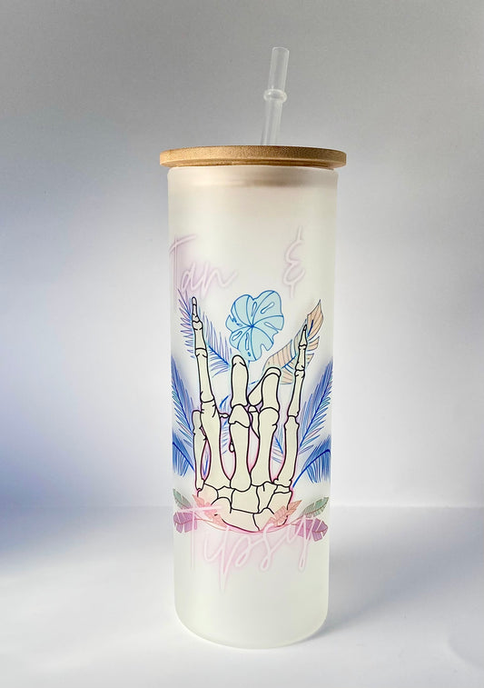 Live Simply Bloom Wildly 25oz Glass Tumbler with Bamboo Lid & Straw fo