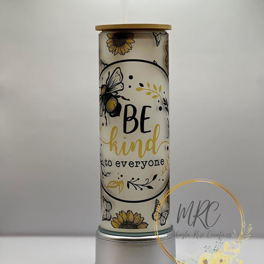 Be a Wildflower 25oz Glass Tumbler with Bamboo Lid & Straw for Iced Coffee  & Beverages