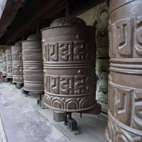 Buddhist Tibetan prayer wheels