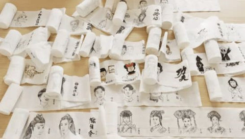 Shi Zhao Bi’s bamboo paper towel comic strip.