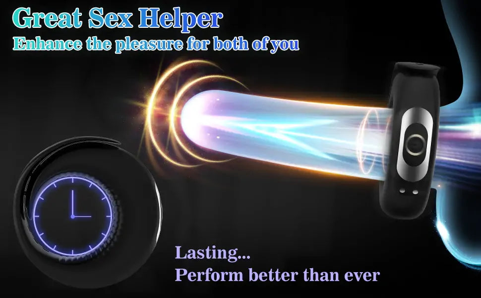 Vibrating Penis Ring with Adjustable Buckle for Couple Sex