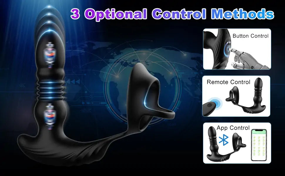 App & Remote Control Thrusting Anal Vibrator Prostate Massager with Cock Ring