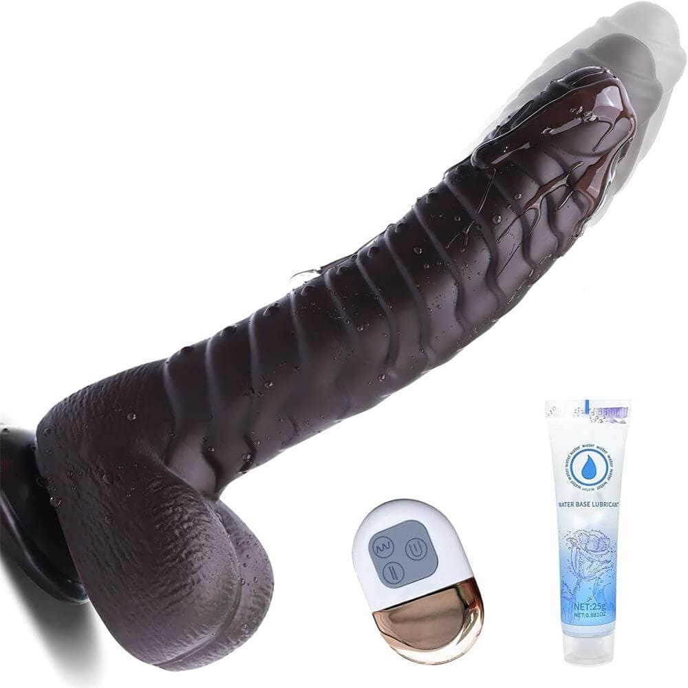 8.68" Thrusting Black Dildo Vibrator