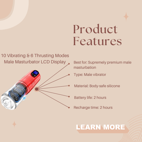 10 Vibrating & 6 Thrusting Modes Male Masturbator LCD Display