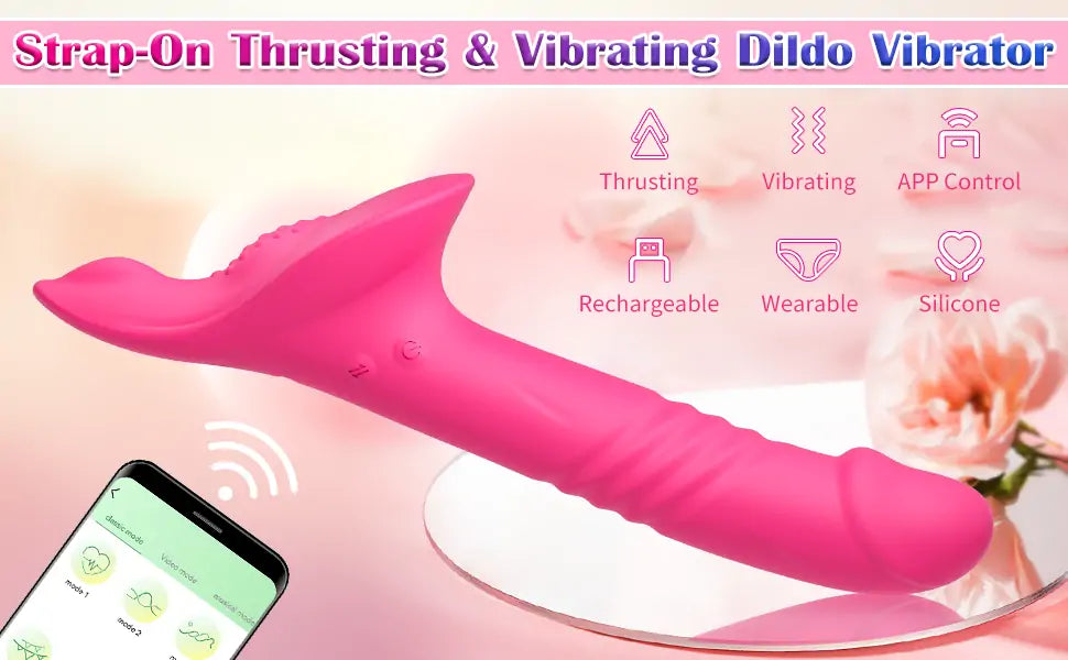 APP Remote Control Strapless Strap-On Wearable Realistic Thrusting Dildo