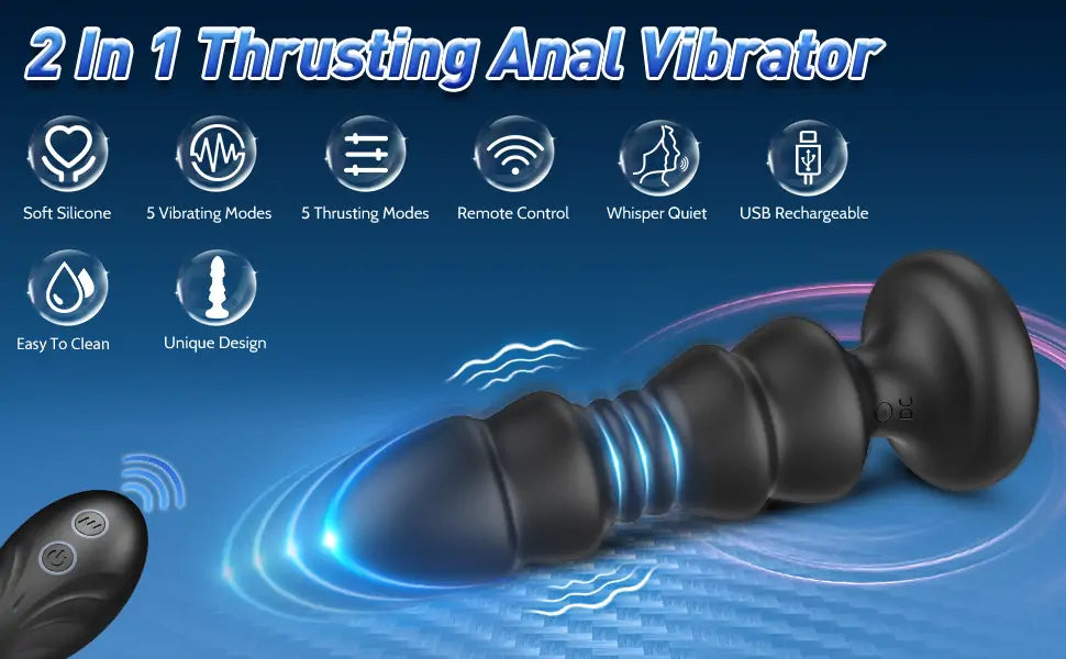 Anal Plug Vibrator With 5 Vibrating & Thrusting Modes Prostate Massager