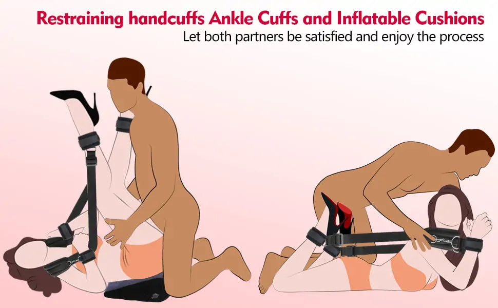 Bondage Boutique Inflatable Ramp Furniture Adjustable Wrist Leg Restraint Straps Ankle Handcuffs
