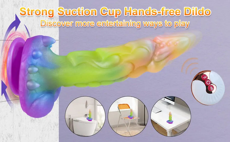 Colorful Thick Silicone Thrusting Vibrating Heating Dildo Vibrator