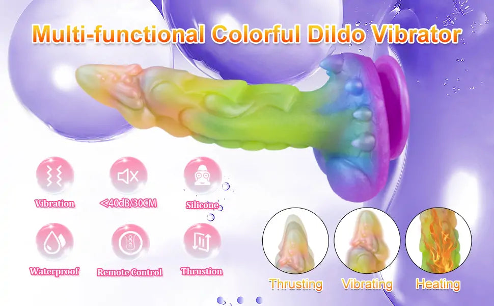 Colorful Thick Silicone Thrusting Vibrating Heating Dildo Vibrator