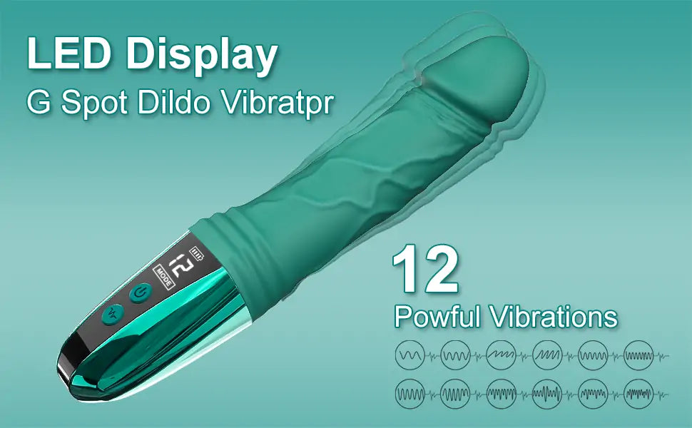 LED Display Realistic G Spot Dildo Vibrator with 12 Powerful Vibrations