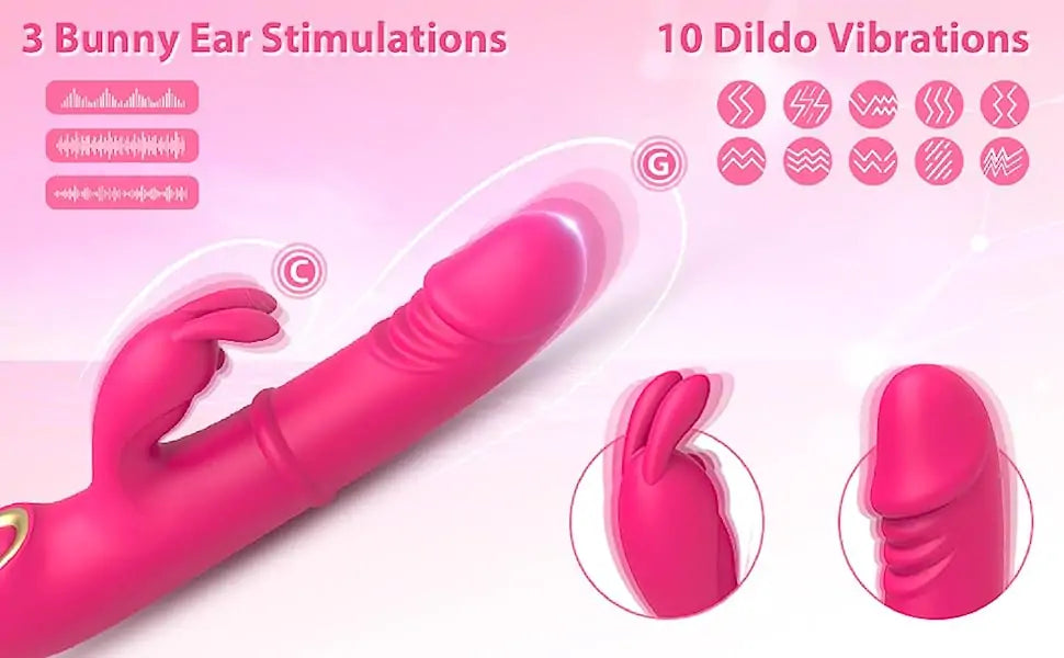 Magnolia - Rabbit Double-Duty Vibrator Automatic Telescopic Rotation Move Up-and-Down