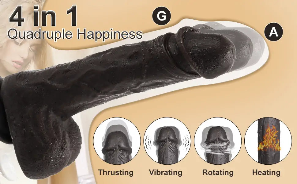 Adorime  8.6'' 4 in 1 Realistic Thrusting Vibrator Dildos with 10 Modes & Heating