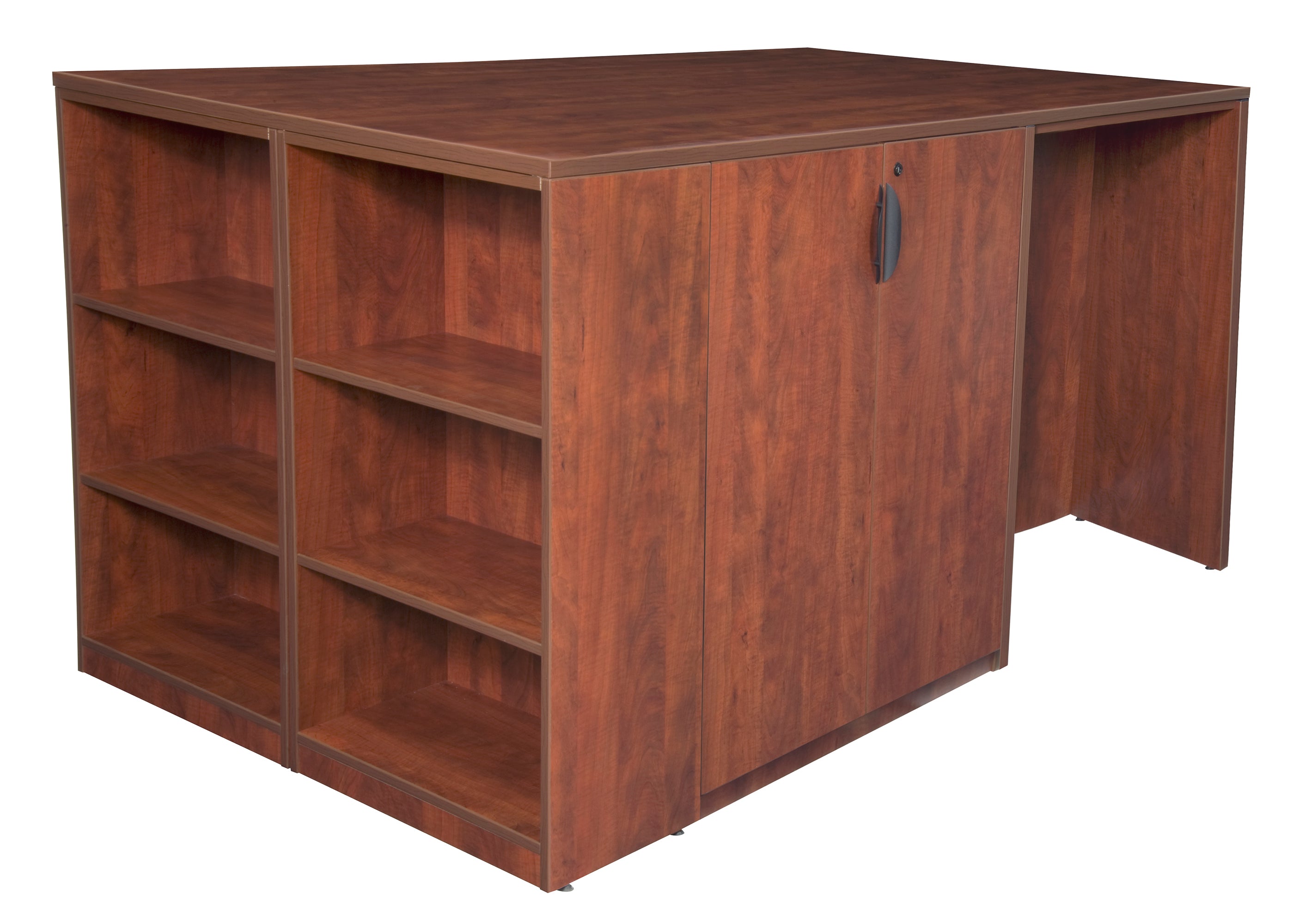 Regency Legacy Stand Up Desk/ 3 Storage Cabinet Quad with Bookcase End