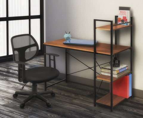 study desk with built in ladder bookcase and study supplies
