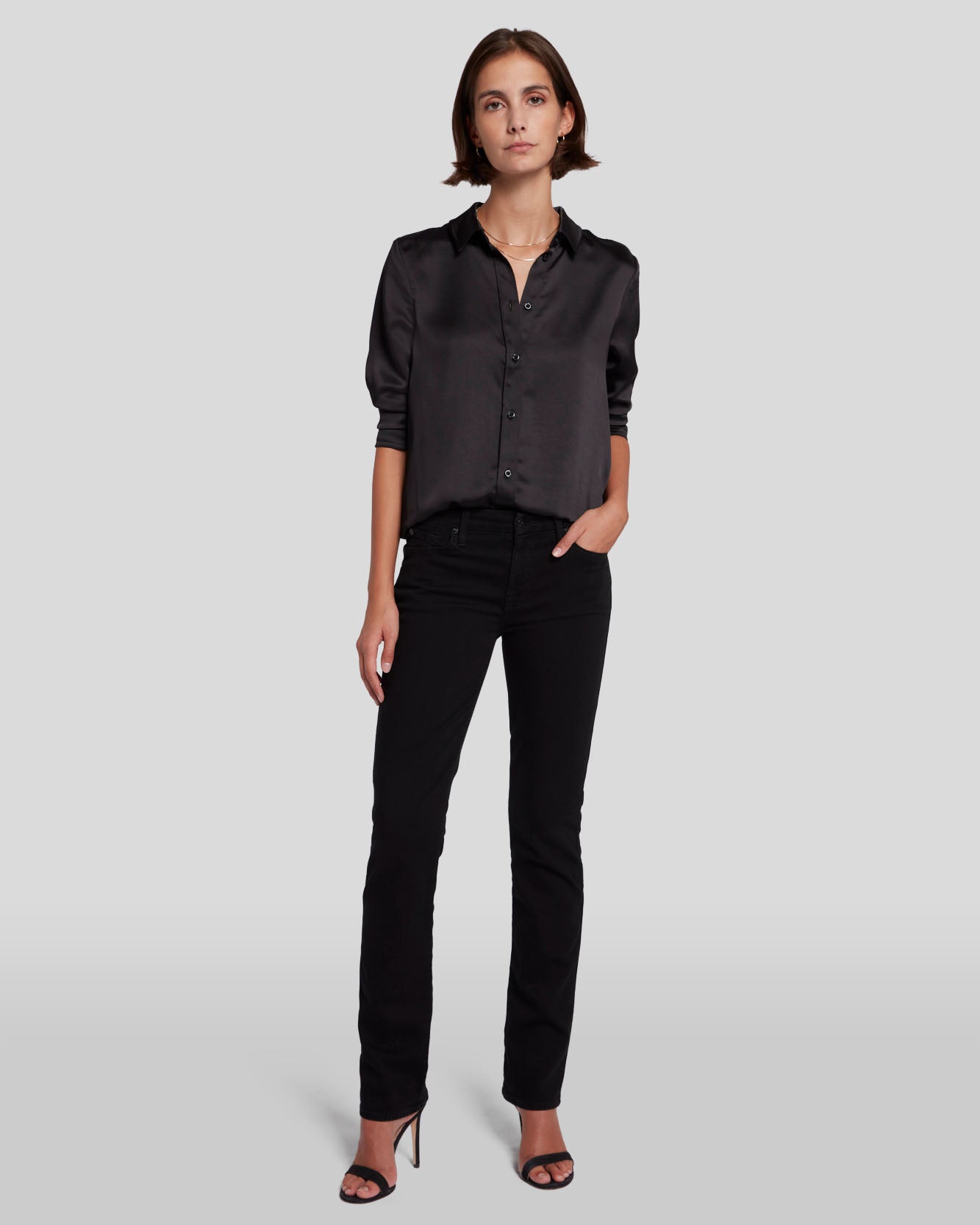 B(air) Kimmie Straight in Rinsed Black | 7 For All Mankind