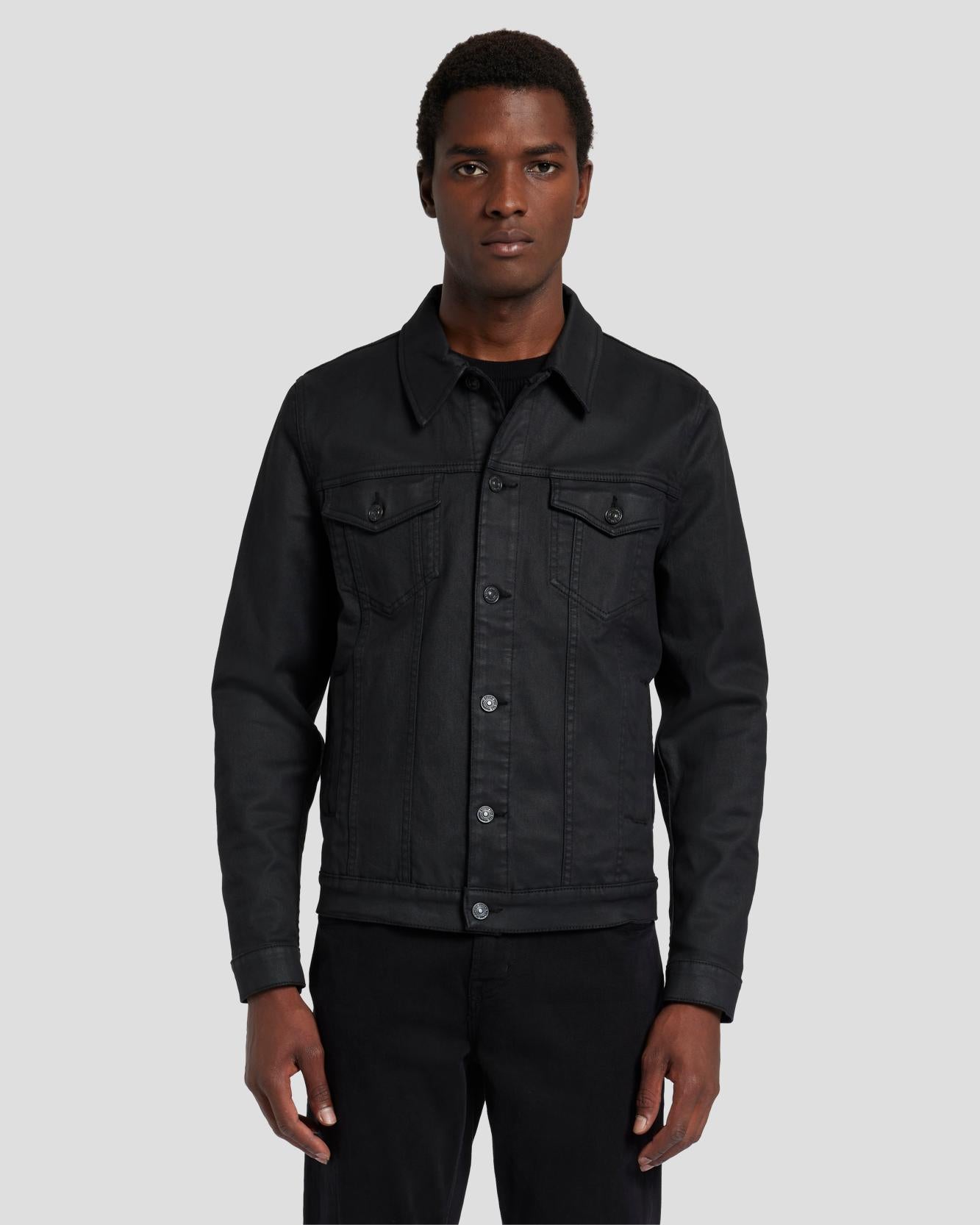 Perfect Trucker Jacket in Coated Black | 7 For All Mankind