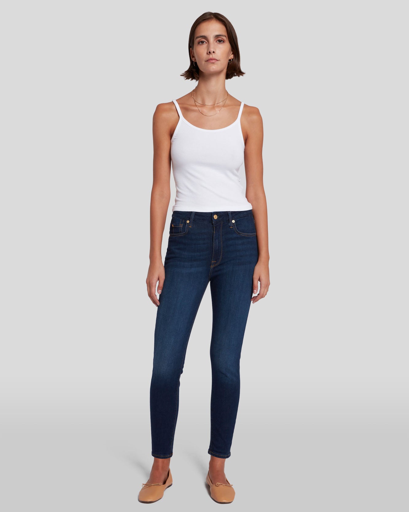 slim illusion high waist ankle skinny in tried and true