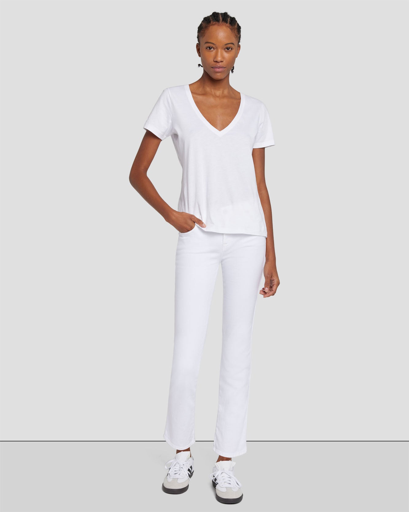 Kimmie Cropped Straight in Clean White | 7 For All Mankind