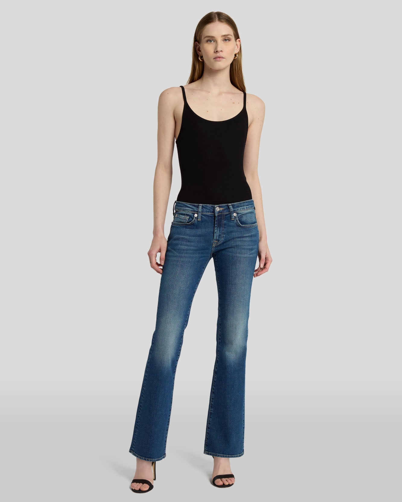 Apt 9 Jean Bootcut Mid Rise Straight Hip Thigh Heavily Embellished Dark  Jeans 
