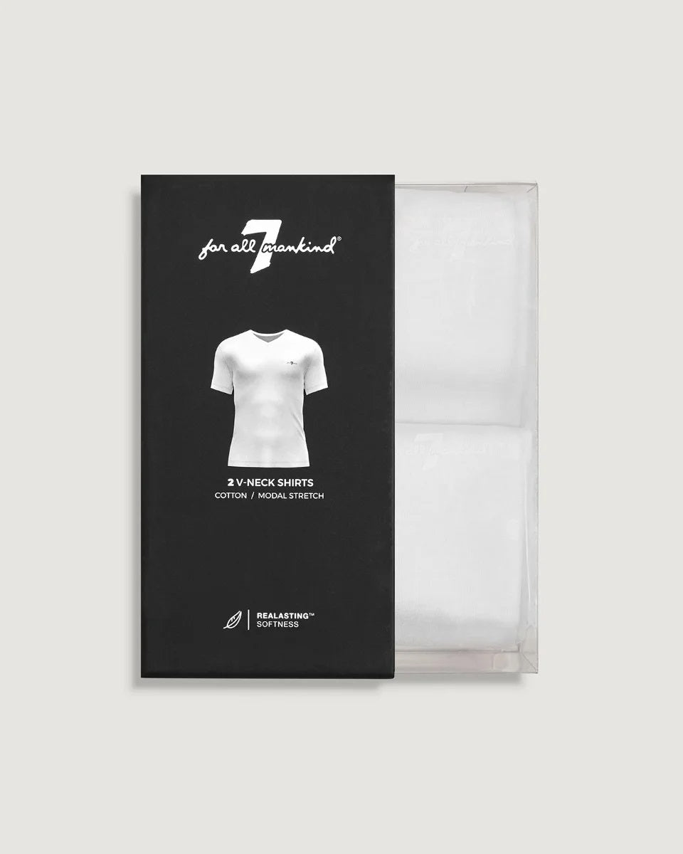 V Neck Tee 2 Pack in White