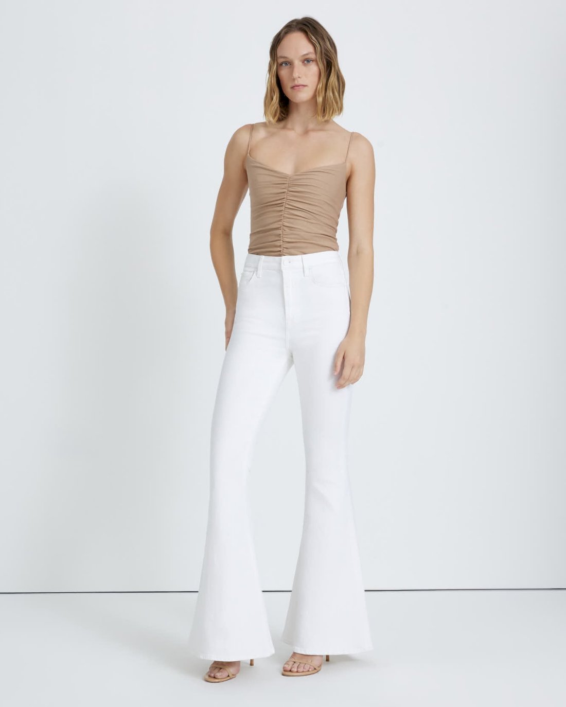 mega flare jean in clean white